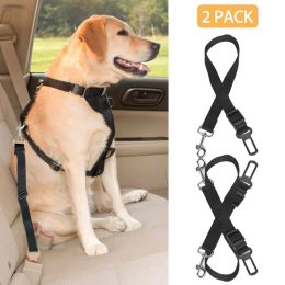 2Pcs Pet Dog Seat Belt Leash Adjustable Pet Dog Cat Safety Leads Harness (Option: Black)