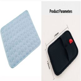Pet Dog Cat Ice Silk Cold Nest Pad For Cooling In Summer (Option: Light blue set-70x56cm)