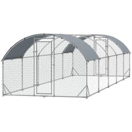 Large Metal Chicken Coop with Waterproof and Anti-UV Cover for Yard, Outdoor, Duck, Rabbit, 9.2' x 31.2' x 6.5' (Option: Silver-1960x320x190 mm)