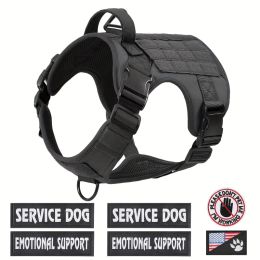 American Local Tactical Pet Boobs Service Dog Harness Vest Adjustable Reflective Dog Harness Metal Buckle Hiking Training (Option: Black-S)