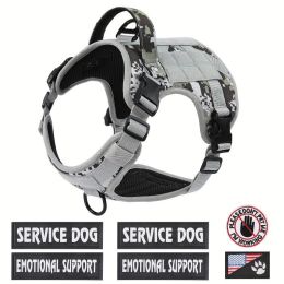 American Local Tactical Pet Boobs Service Dog Harness Vest Adjustable Reflective Dog Harness Metal Buckle Hiking Training (Option: GrayCamo-S)