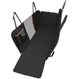 Dog Car Seat Cover View Mesh Pet Carrier Hammock Safety Protector Car Rear Back Seat Mat With Zipper And Pocket For Travel (Option: Black)