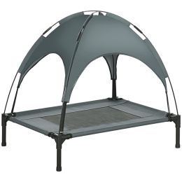 Elevated Dog Bed with Removable Canopy, Outdoor Dog Cot with UV Protection Canopy Shade, 30 inch Pet Bed for Camping, Gray (Option: Grey-710x100x130 mm)