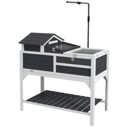 Tortoise Enclosure Tortoise House w/ Adjustable Lamp Holder, Storage Shelf, Removable Main House, Openable Lid, Gray (Option: Gray-1060x600x180 mm)