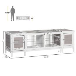 Rabbit Hutch, Bunny Cage, Guinea Pig House With Pull-Out Tray, And Divided Board For Indoor, White (Option: White Gray)