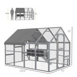 Large Chicken Coop With Nesting Box, Water-Resistant And Anti-UV Cover For 8-12 Chickens, GrayMultiple Packages Shipped. Please Pay Attention To (Option: Gray)