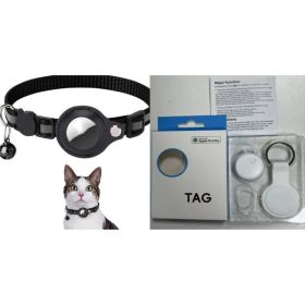 Reflective Collar Waterproof Holder Case For Airtag Air Tag Airtags Protective Cover Cat Dog Kitten Puppy Nylon Collar (Option: Black set1)