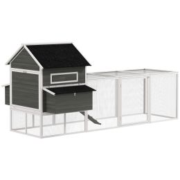 137" Wooden Chicken Coop for 8-10 Chickens, Backyard, Dark Gray (Option: Dark Gray-1040x940x185 mm)