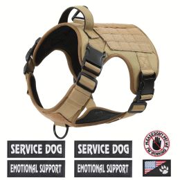 American Local Tactical Pet Boobs Service Dog Harness Vest Adjustable Reflective Dog Harness Metal Buckle Hiking Training (Option: Tan-S)