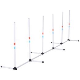 Sturdy Dog Weaves Poles Pet Speed and Agility Equipment Dogs Obstacle Outdoor w/ Storage Bag (Option: White-150x150x930 mm)
