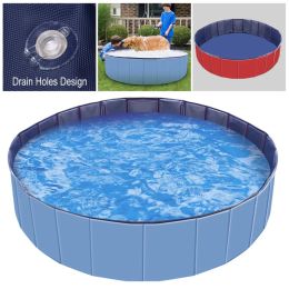 Foldable Pet Swimming Pool PVC Kiddie Baby Dog Swim Pool Bathing Tub Playmat Kids Pools (Option: Blue)