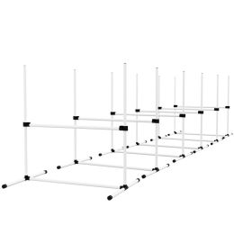 6 Piece Dog Agility Set with Adjustable Height Jump Bars, Carry Bag, Displacing Top Bar, White (Option: White-980x200x200 mm)