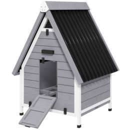 Chicken Coop for 2 Chickens, Outdoor Wooden Chicken House with Removable Nesting Box & Roosting Bar, Tray, Ramp (Option: Gray-980x750x200 mm)