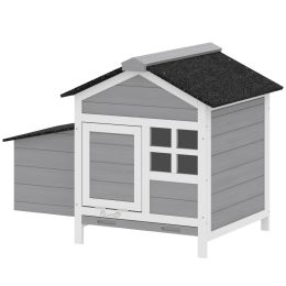 Wooden Chicken Coop Outdoor with Nesting Box, Pull-Out Metal Tray, for 1-2 Chickens, Rabbits, Ducks, 36" x 25" x 27" (Option: Gray-740x590x240 mm)