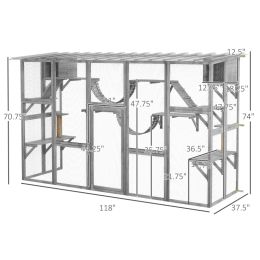 Playground Cat Window Box Outside Enclosure For Multiple Cats W Shelves & Bridges, Gray,Multiple Packages Shipped. Please Pay Attention To The Di (Option: Gray)