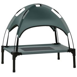 Elevated Dog Bed with Removable Canopy, Outdoor Dog Cot with UV Protection Canopy Shade, 24 inch Pet Bed for Camping, Gray (Option: Grey-560x100x130 mm)