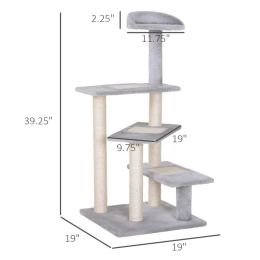 5-Level Revolving Stair Cat Tree Scratcher Climbing Activity Tower With Play Center And Resting Perch - Gray (Option: Beige Grey)