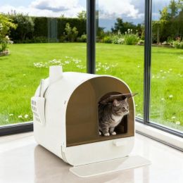White Cat Litter Box With Lid With Scoop And Filter (Option: White)