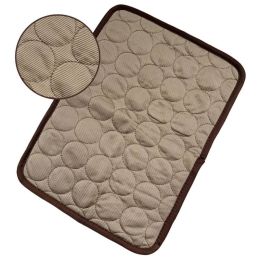 Pet Dog Cat Ice Silk Cold Nest Pad For Cooling In Summer (Option: Brown-70x56cm)
